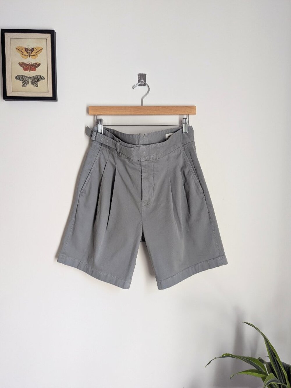 Bonobos High-Waisted Pleated Gurkha Bermuda Shorts Women's Blue Gray Size 31